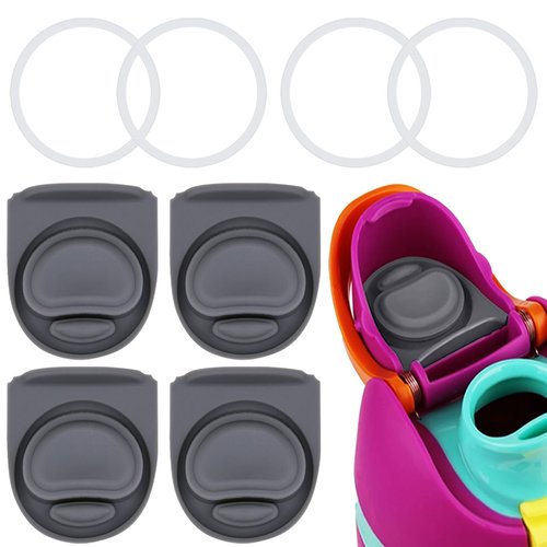 4 Sets Replacement Stopper and Ring Compatible with Owala FreeSip 24oz 32oz,Water Bottle Top Gasket Lid for Owala 16/19/24/32/40oz Seal Bottle Mouth Cap Stopper Silicone Parts Accessories (Grey)