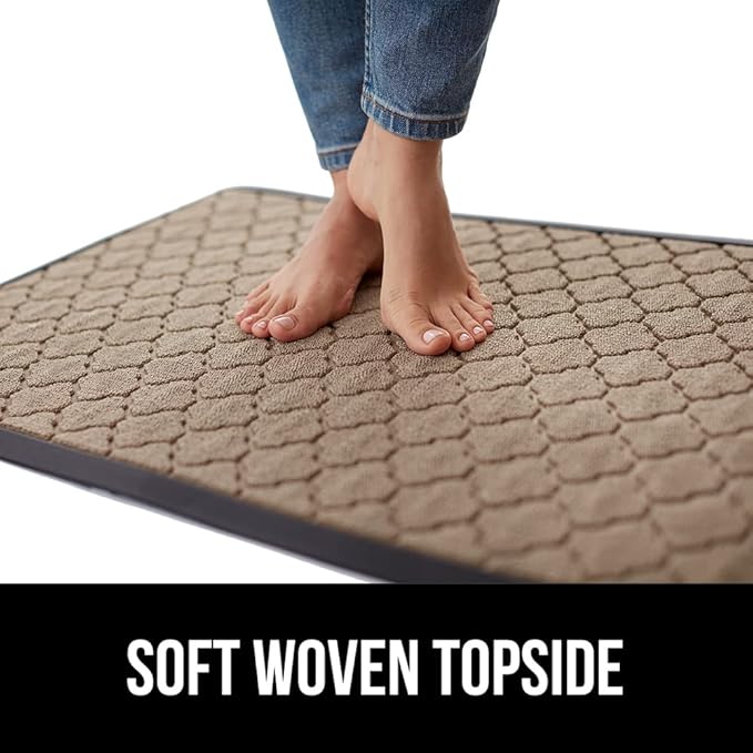 GORILLA GRIP 100% Waterproof All-Season WeatherMax Doormat, 47x35, Durable Natural Rubber, Stain and Fade Resistant, Low Profile, Indoor Outdoor Doormats, Easy Clean Patio Entry Mat, Latte Quatrefoil