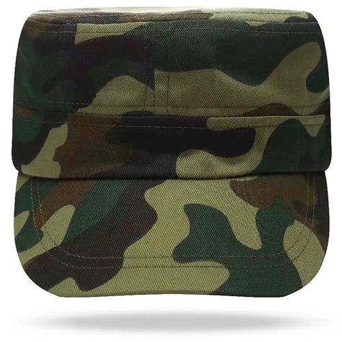 Malaxlx 2 Pack Green Camo Cadet Army Cap Military Hat for Men Women Adjustable Cotton Flat Top