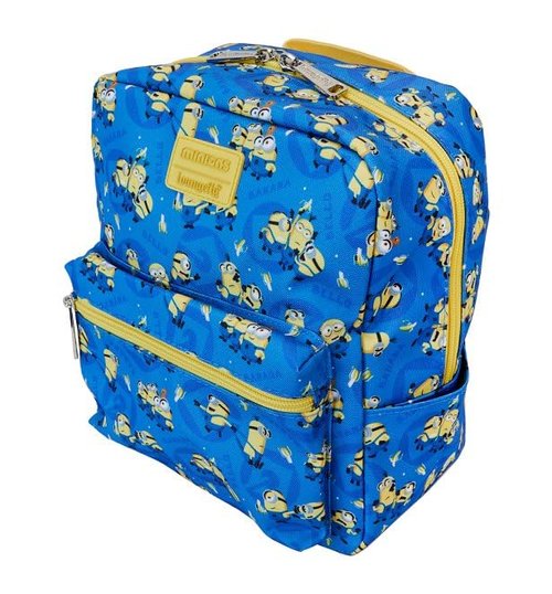 Loungefly Despicable Me All Over Print Nylon Square Mini Backpack, Blue