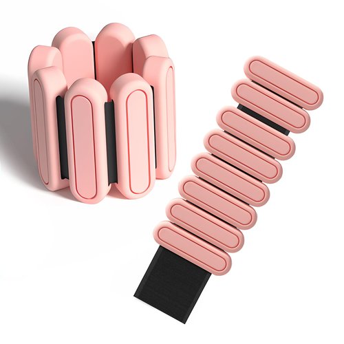 AYSOW Adjustable Wrist & Ankle Weights for Men Women, Set of 2 (1lb Each), Wearable Bangles Silicone Bracelet, Workout Resistance Weights for Yoga, Pilates, Dance, Aerobics and Walking, Coral Pink