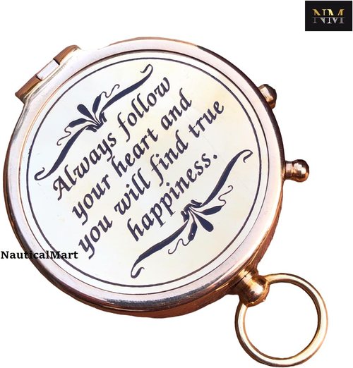 Brass Compass Always Follow Your Heart/Personalize Gift/Directional Magnetic Compass/Pocket Compass for Camping, Best Easter, to My Man, Husband, Boyfriend, Fiance