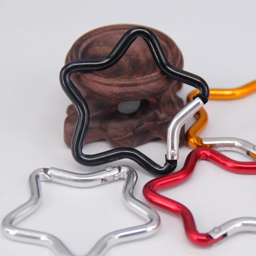 2Pcs Locking Carabiner Aluminum Alloy Carabiner Hook Keychain Hook Clips Locking Carabiner Hiking Clips with Spring Snap Lock Five Pointed Star Carabiner, Camping Tent Accessories