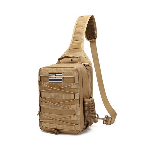 Generic Tactical molle Single Shoulder Bag - Large Capacity Multi-functional Backpack for Daily Using or Hiking, Traveling (Tan), Black