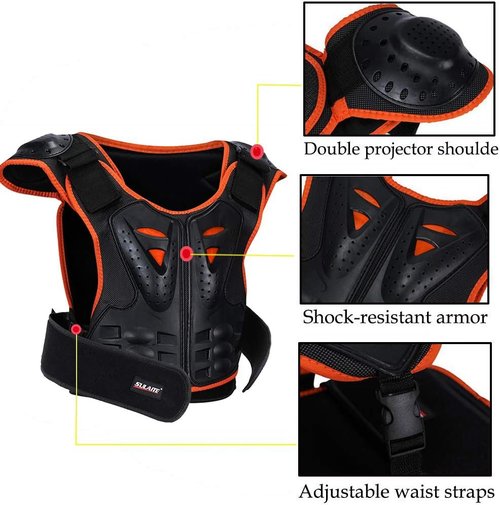 Kids Chest Protector, Dirt Bike Motorcycle Motocross Protective Armor, Youth Riding Biking Vest Jacket, Full Body Back Spine Armor Gear Guard Protection