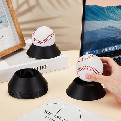 FINGERINSPIRE 10 Pcs Ball Display Stand Black Sphere Holder 2.5inch Plastic Memorabilia Ball Pedestal Sports Ball Storage Rack for Display Basketball Football Volleyball Softball or Other Round Items