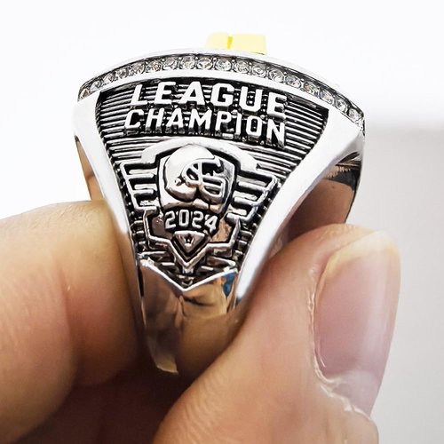 guancrown Fantasy Football Championship 2024 Ring Award Prize Sports Winner FFL Champion Ring (Ring with Stand, Size 11)