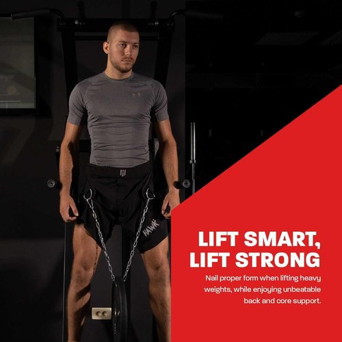 Hawk Sports Dip Belt with Chain for Bodyweight Exercises, Black 6" Padded Weightlifting Belt with 36" Steel Chain and D-Ring Carabiners, Lift 300 lbs. of Dumbbells, Kettlebells, or Weight Plates