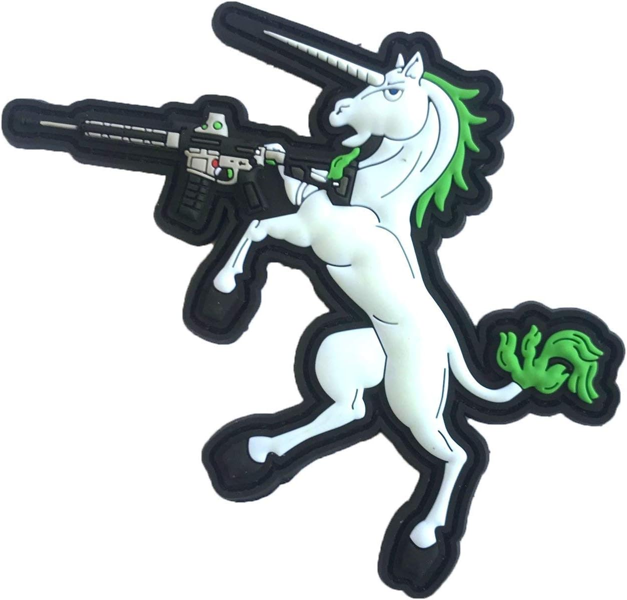 Tactical Unicorn PVC Morale Patch 3"T x 4.5"W Glow in The Dark (Green Mane)