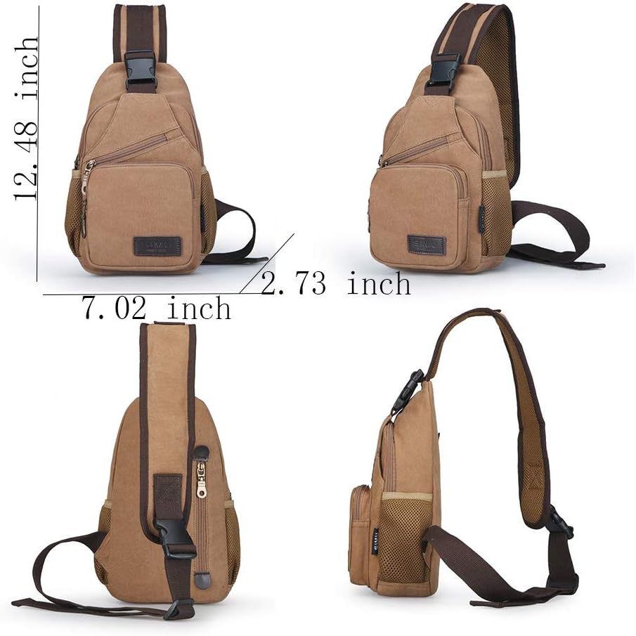 Sling Bag Pack Canvas Shoulder Sling Backpack Small Crossbody Chest Bag for ipad mini