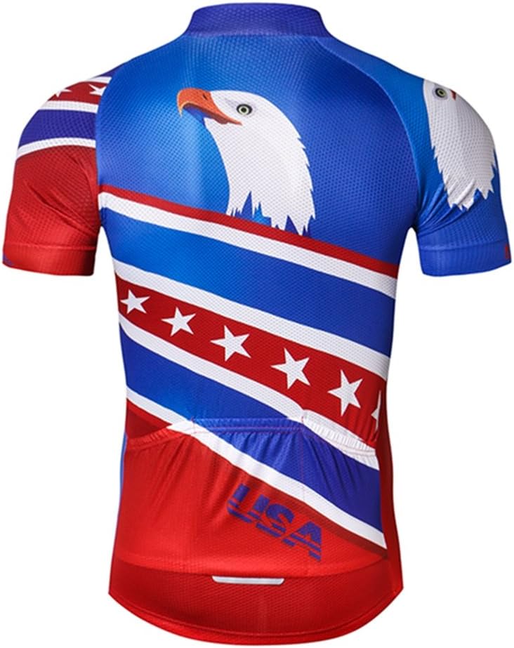 Weimostar Men's USA Cycling Jersey Short Sleeve Biking Shirts Breathable with Pockets