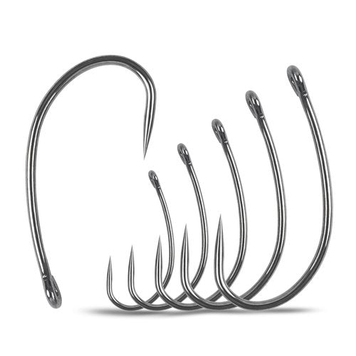 Barbless Fishing Hooks Curve Shank Barbless Carp Fishing Hooks Carp Leader Rigs Crank Circle Hooks Fly Tying Hooks Carp Hair Bait Rigs Fishing Accessoires for Freshwater Saltwater (6#_80pcs)