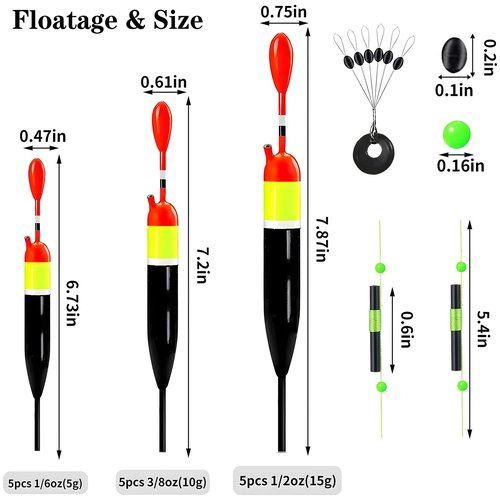 YOTO Fishing Slip Bobber Float Kit,Balsa Slip Corks and 60pcs Bobber Stops for Crappie Panfish Trout Bass Fishing