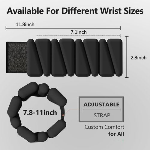 Wrist Weights, Ankle Weights for Women Men, With Wrist Brace，Silicone Wrist Weighted Bracelets - Adjustable Leg & Arm Weights,Ankle Weights for Workout, Running, Yoga, Swimming，2 Lbs(1Lbs Each) (Obsidian Black)