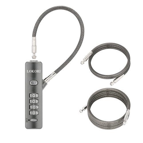 LOKORI Chain Lock, 1/5 Inch Diameter Thin Cable Combination Lock, with 3 Interchangeable Multi-Length Braid Steel Ropes, Wide Use for Small Bikes, Fence, Travel Luggage