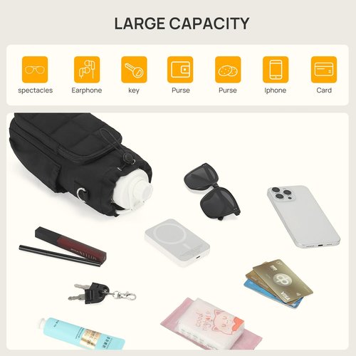 Telena Water Bottle Holder with Strap 40 oz Crossbody Water Bottle Bags for Women Men Walking, Running Black