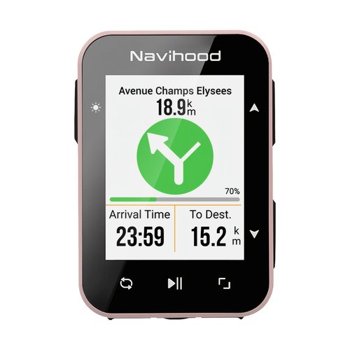 Navihood L2 GPS Bike Computer, 2" Color LCD Wireless Cycling Computer,Bike Speedometer Bluetooth ANT+, IPX7 Waterproof, Auto Backlight, Supports HR/Cadence/Power Sensors(Pink)