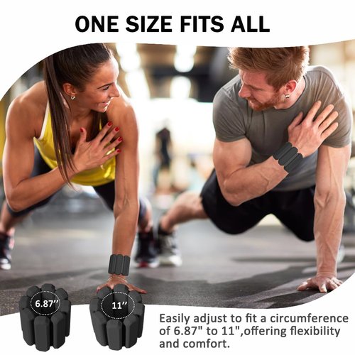 Wrist & Ankle Weights for Women Men, Adjustable Arm & Leg Weights Set of 2(1Lbs Each), Wearable Weighted Bracelet for Yoga, Pilates, Dance, Swimming, Running, Cardio, Gym Workouts (Black)