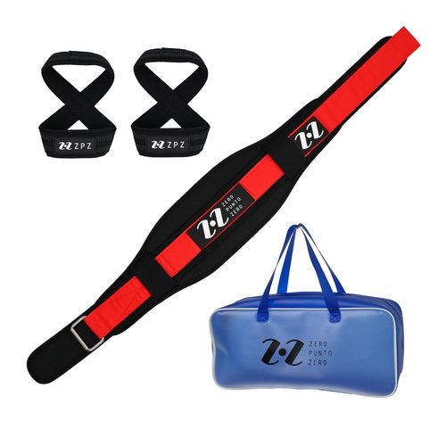 ZEROPUNTOZERO Weight Training Kit – Squats and Deadlift – Gym Portable Bag, 8-Figure Wrist Straps & Weightlifting Belt – Perfect for Men & Women Strength Training, Squats & Weight Workouts (Medium)