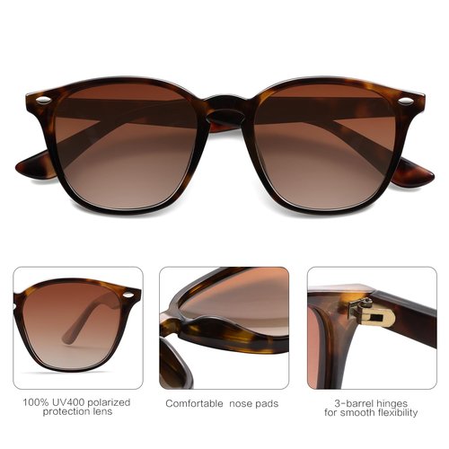 SOJOS Retro Kids Square Polarized Sunglasses for Girls Boys Age 3-10 UV400 Protection De Sol Gafas SK5616 Tortoise/Brown Lens