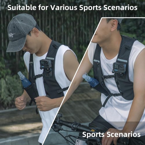 Rugvis Running Vest with Action Camera Mount Compatible with GoPro Hero 13/12/11/10, Running Hydration Vest with 500ml Soft Flask for Trail Hiking
