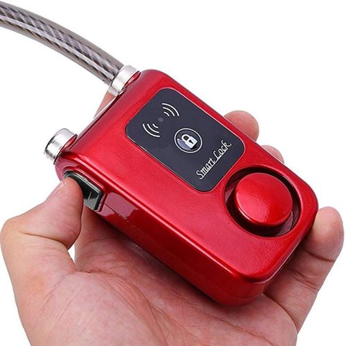Bluetooth Smart Lock Keyless Bike/Motorcycle/Gate Door Smart Lock with Anti Theft Alarm 110dB Phone APP Control(Red 31.5 Inch)