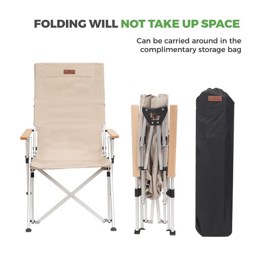 OLDVIND Folding Camping Chair Portable Chairs for Adults Adjustable High Back Outdoor Comfortable Chair with Storage Bag