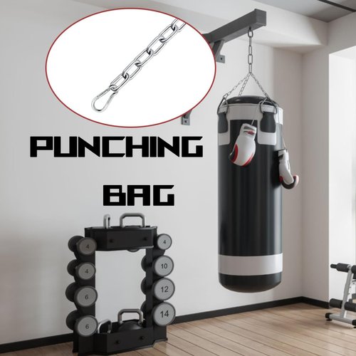 KNUOPYT Heavy Duty Stainless Steel Chain 550LB Capacity for Hanging Shooting Targets Punching Bags, Including 2 Chain, 2 D-Shackle, 2 Carabiners (4MM, Thicknee)