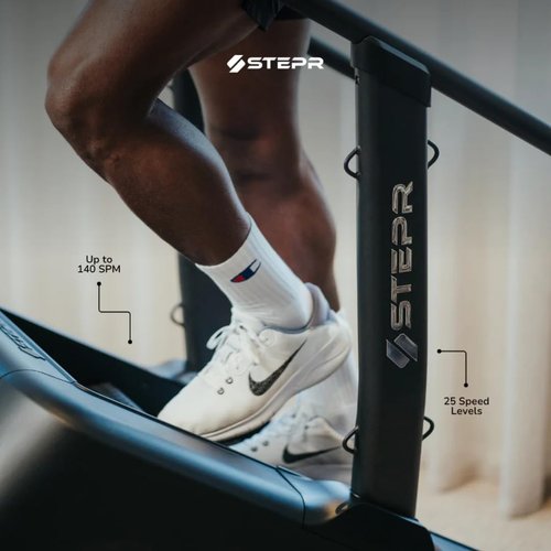 STEPR Classic Stair Master with LED Touchscreen, Commercial Grade Stairmaster Machine for Home, 140 Steps/Min, Bluetooth Stepper Machine, Resistance Band Attachments, Mobile App, 375 lb Capacity