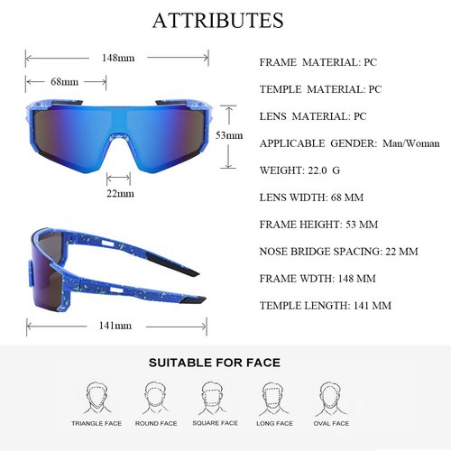 FBHLZ Sports Polarized Sunglasses for Men and Women UV400 Protection Sports Cycling Sunglasses Running Outdoor Sports