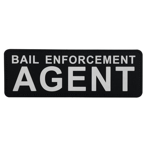 uuKen Bail Enforcement Agent PVC Patch Black and White 8.5"×3" with Hook Fastener Back for Jacket Vest Clothing Uniform Backpack (Black and White)