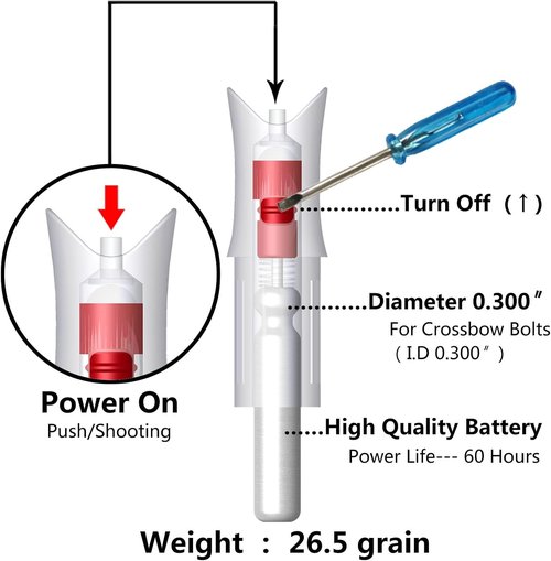 6PCS Lighted Nocks for Crossbow Bolts with 0.300"/ 7.62mm Diameter,Screwdriver Included