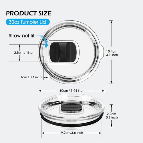 30 oz Tumbler Lid for YETI, 2 Pack Magnetic Top Replacement Lids Compatible for 32 oz Tumbler, 14 oz Mug and 35 oz Straw Mug (With 2 Magnetic Slider Replacement & 2 Replacement Rubber Lid Seals)