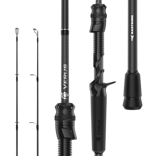 KastKing Verus Performance Spinning & Casting Fishing Rod with Extra Tip, Lightweight KastFlex IM6 Graphite, FazLite Rings Guides, EVA Grip, PTS Power Transition System, Cast, 6'6", M