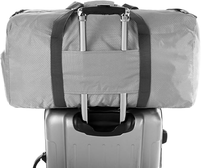 Dimayar Travel Duffle Bag for Men Women - Foldable Duffel Bag with Shoes Compartment - Overnight Bags Waterproof & Tear Resistant(65L,Space Gray)