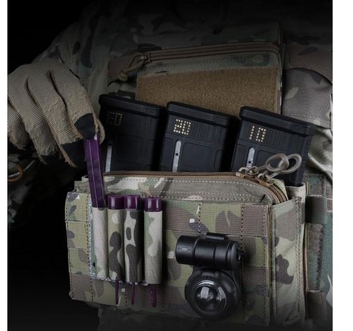 Tactical Glow Stick Pouch Chemlight Pen Holder Flashlight Battery Organizer Molle Gear Glow Sticks Panel (Black)