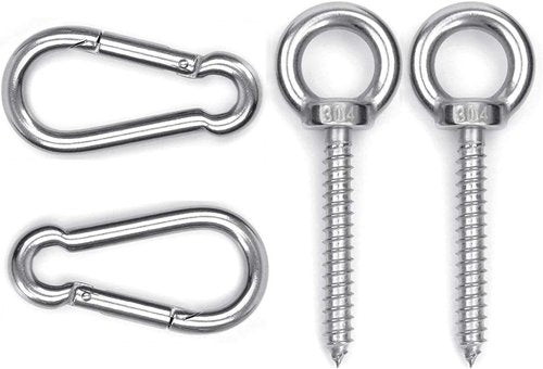 Hammock Hanging Kit, Load Capacity 1400 LBS, Stainless Steel Hooks Heavy Duty Carabiner Set for Hammock Yoga Swing Chair Hook for Indoor, Outdoor, Wall, Trees, Porch