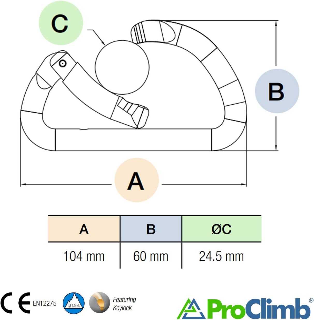 Modified D High Tensile Steel Carabiner with Captive Pin Bent Gate 30kN