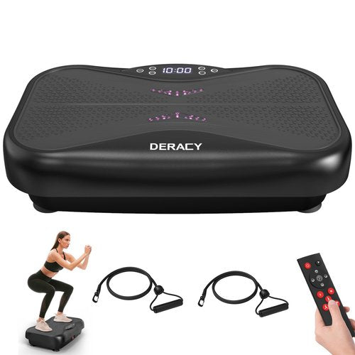DERACY Vibration Plate Exercise Machine Whole Body Workout 3D XL Platform Shaker with Resistance Bands for Weight Loss, Body Shaping and Fat Burning