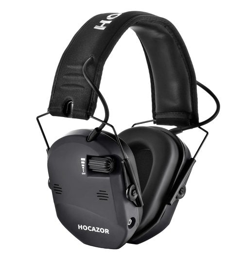Hocazor Electronic Shooting Ear Protection Muffs for Hunting, 23dB NRR, 6X Sound Amplication Noise Cancelling Headset, Black