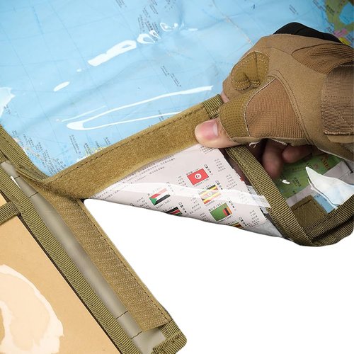 LZBMIEF Tactical Map Case Multifunctional Map Pouch with Pen EDC Tool Holder Map Protector Foldable Map Storage Bag with Clear Window for Reading Map while Outdoors or Hiking (Khaki)