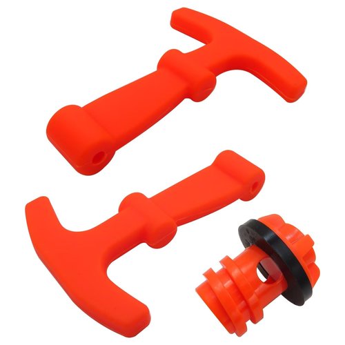 WELURE Cooler Drain Plugs Lid T Latch Straps Handles Replacement Fit for RTIC YETI Coolers,Smellless and Eco-Friendly Silicon (2 Pack Orange Straps + 1 Pack Drain Plug)