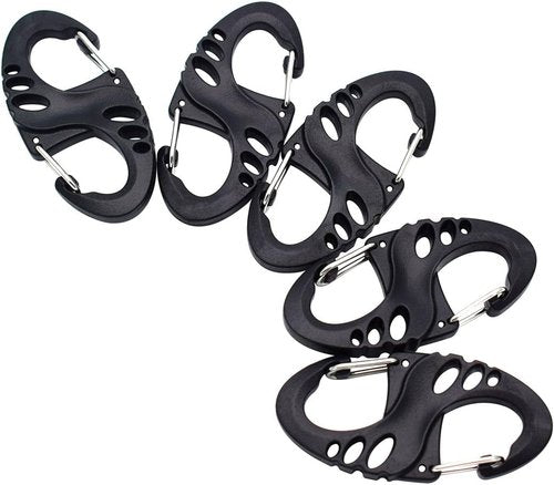 12 Pack S Shaped 8 Shaped Snap Keychain Hook Clip Outdoor Camping for Molle Backpack Hanger Buckle Quick Release Keychain