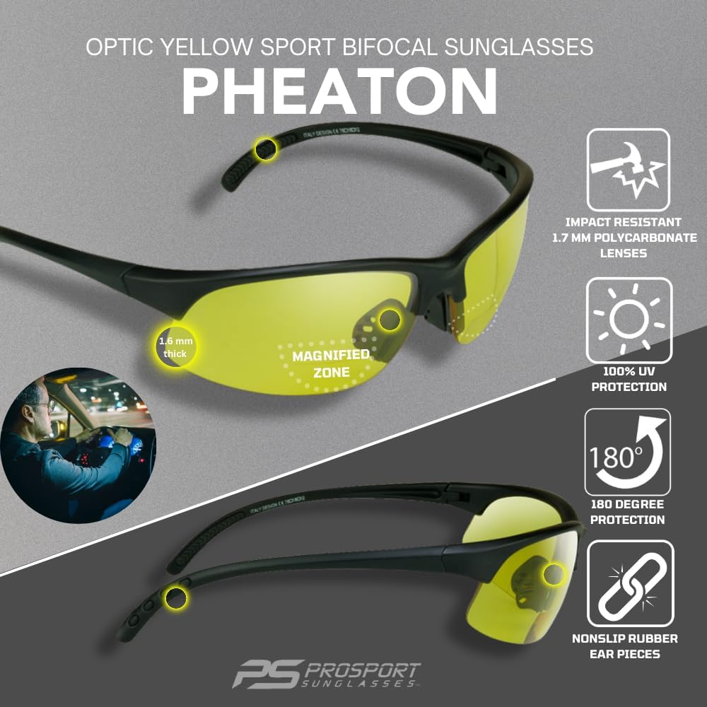 proSPORT BIFOCAL Sunglasses Readers Tinted Mens Womens High Definition Amber Yellow Smoke +1.50 +1.75 +2.00 +2.25 +2.50