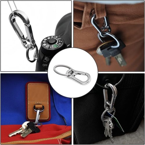 DS. DISTINCTIVE STYLE Carabiner Clip Keyring Stainless Steel Keychain with Snap Hook Quick Release Key Rings