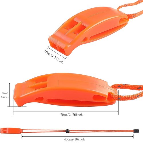 YTgilo 4PCS Outdoor Life Saving Dual Frequency Whistle Emergency Safety Whistle with Lanyard Lost Clip Survival Whistle Dolphin Tone Whistle Orange for Outdoor Adventure Home Escape Backpacking Tool