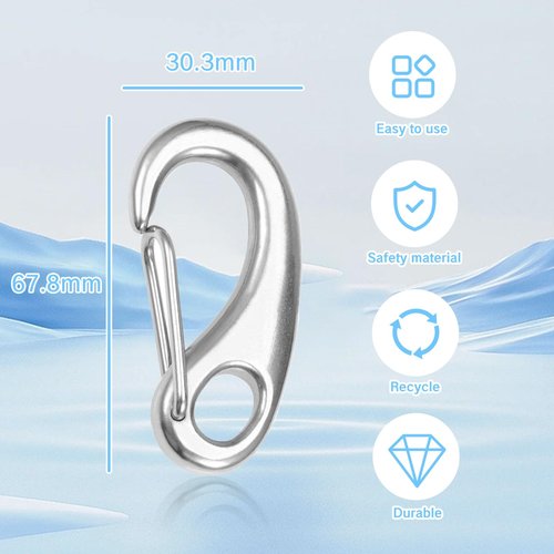 YAFIYGI 2 Pack 2.75 Inch Stainless Steel Carabiners Marine Grade Clips with Snap Hooks Heavy Duty Carabiner Clips for Boat Rigging Rope Fender Camping Hiking Wire Gate Applications