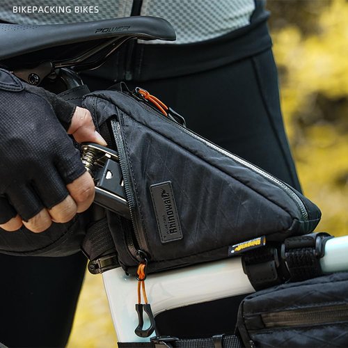 Rhinowalk Bicycle Frame Bag Bike Top Tube Triangle Bag Lightweight 0.9L Touring Pack Cycling Nylon Pouch for Mountain Road Bike(Black)