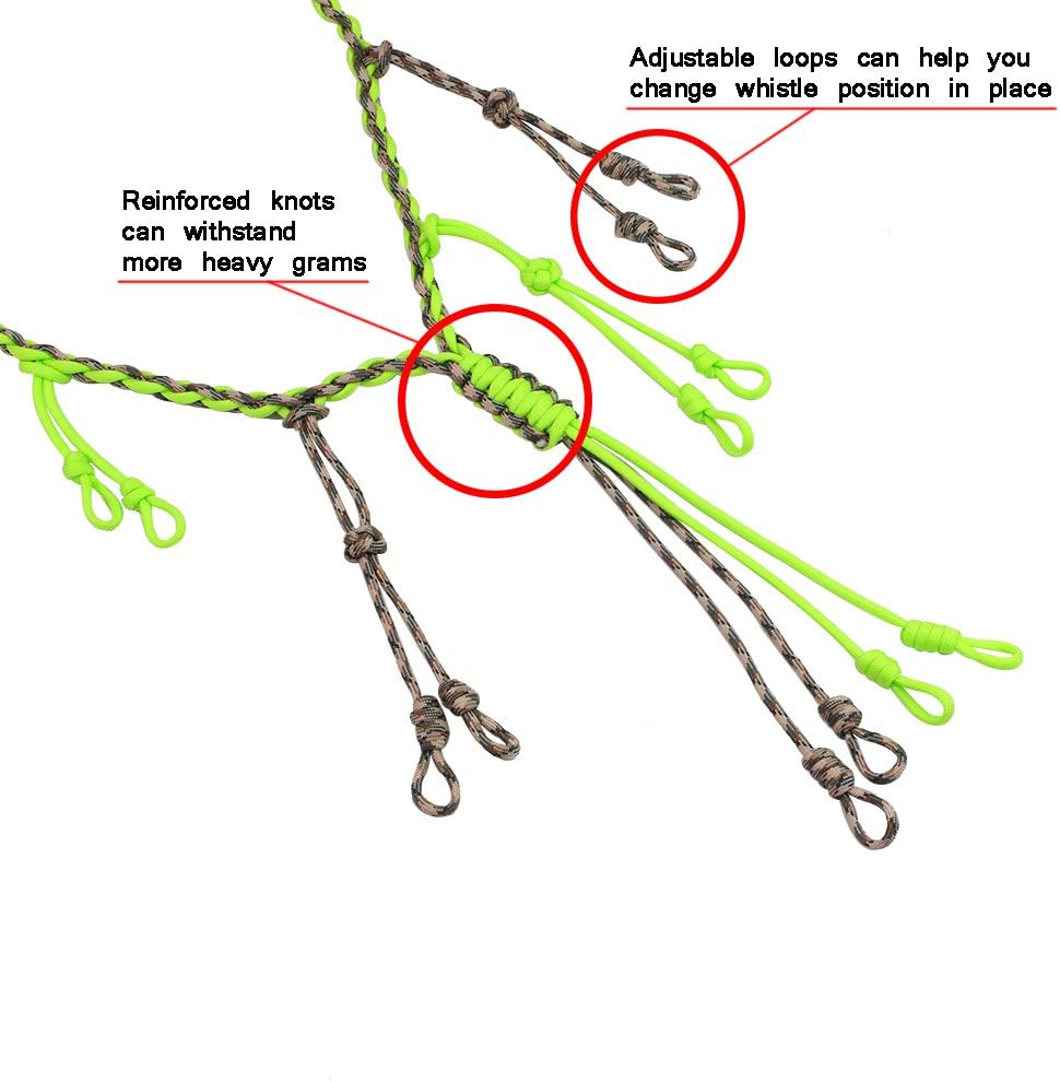 PSKOOK Duck Call Lanyard Paracord Hunting Goose Calls 12/16/20 Adjustable Loops Outdoor Predator Gear for Pheasant Waterfowl Hand Braided Necklace