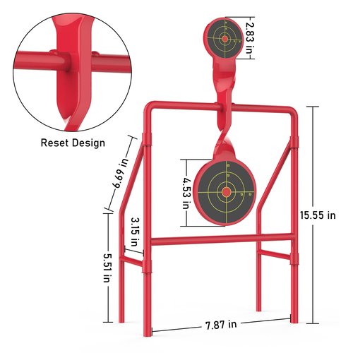 Metal Hunting Rifle Targets – Double Blast Spinner Shooting Target with 2.8" & 4.5" Spinners, Ideal for 22/9mm Pistol Practice – Includes 50 High-Visibility Bullseye Splatter Paper Targets